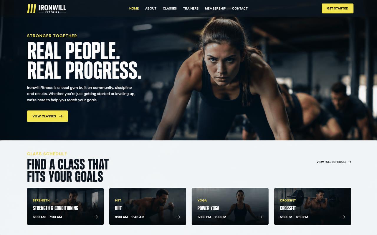 Demo-ontwerp: Lokale sportschoolwebsite